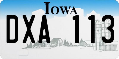 IA license plate DXA113