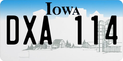 IA license plate DXA114