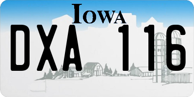 IA license plate DXA116