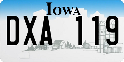 IA license plate DXA119