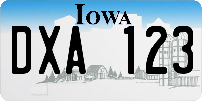 IA license plate DXA123