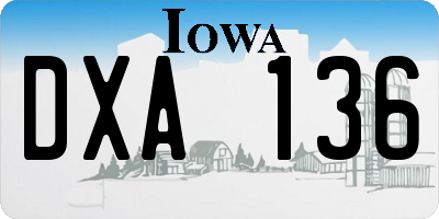 IA license plate DXA136