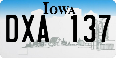 IA license plate DXA137