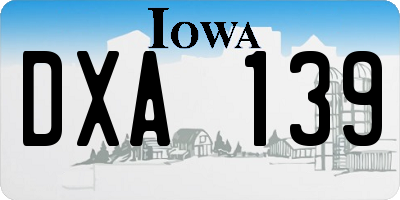 IA license plate DXA139