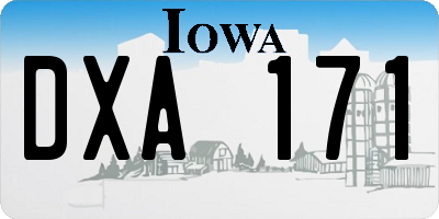 IA license plate DXA171