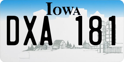 IA license plate DXA181