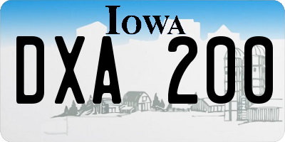 IA license plate DXA200