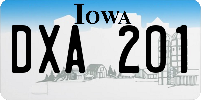 IA license plate DXA201
