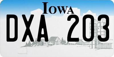 IA license plate DXA203