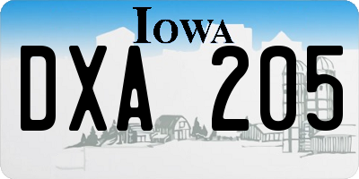 IA license plate DXA205