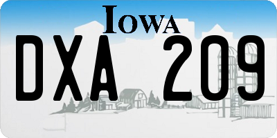 IA license plate DXA209