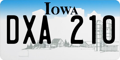 IA license plate DXA210