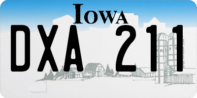 IA license plate DXA211