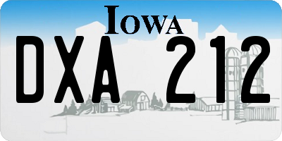 IA license plate DXA212