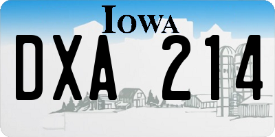 IA license plate DXA214