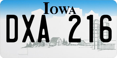 IA license plate DXA216