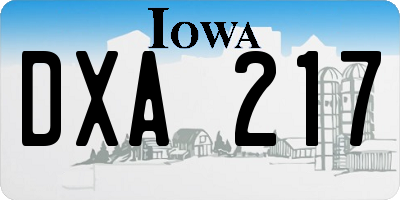 IA license plate DXA217