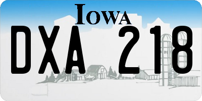 IA license plate DXA218