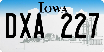 IA license plate DXA227