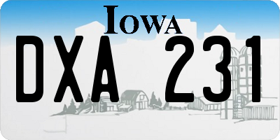 IA license plate DXA231