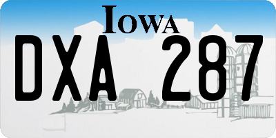 IA license plate DXA287