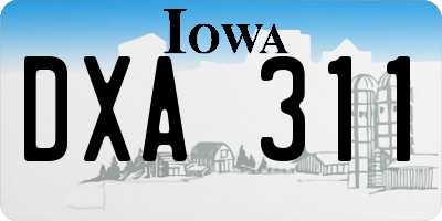 IA license plate DXA311