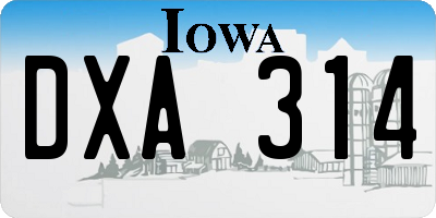 IA license plate DXA314