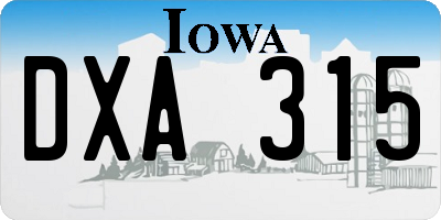 IA license plate DXA315