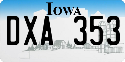 IA license plate DXA353