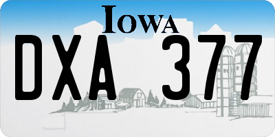IA license plate DXA377