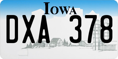 IA license plate DXA378