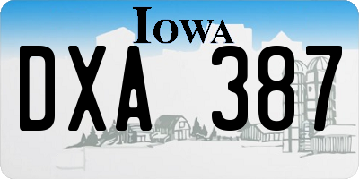 IA license plate DXA387