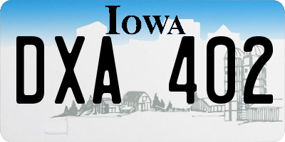 IA license plate DXA402