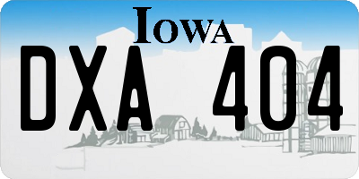 IA license plate DXA404