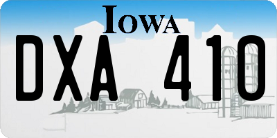 IA license plate DXA410