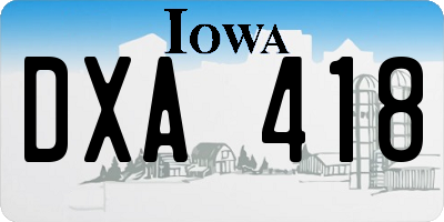 IA license plate DXA418