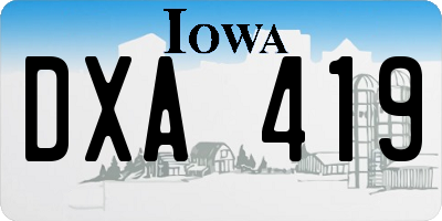 IA license plate DXA419