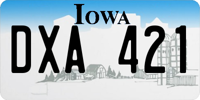 IA license plate DXA421