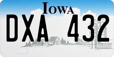 IA license plate DXA432