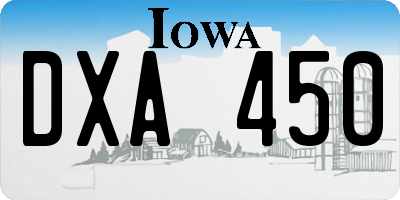 IA license plate DXA450