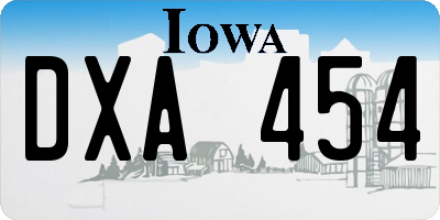 IA license plate DXA454