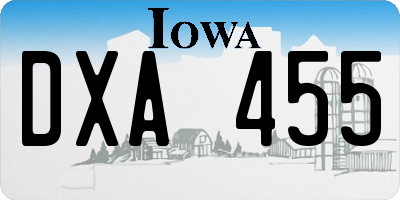 IA license plate DXA455