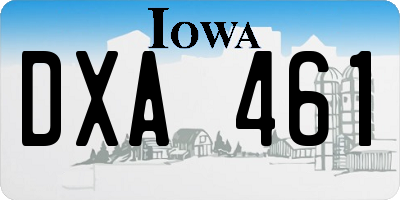 IA license plate DXA461