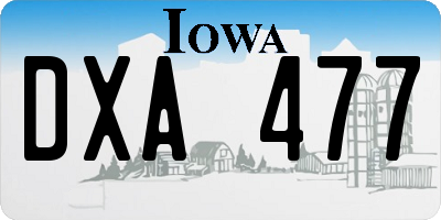 IA license plate DXA477
