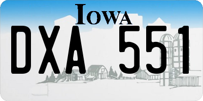 IA license plate DXA551