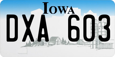 IA license plate DXA603