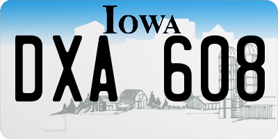 IA license plate DXA608