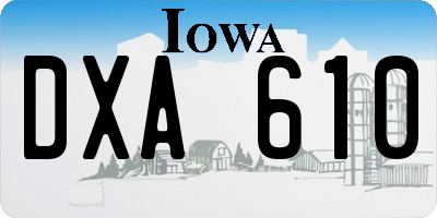 IA license plate DXA610