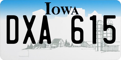 IA license plate DXA615