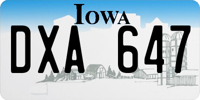 IA license plate DXA647